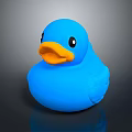 Blue Rubber Duck Bath Toy For Kids With Yellow Beak And Smooth Surface