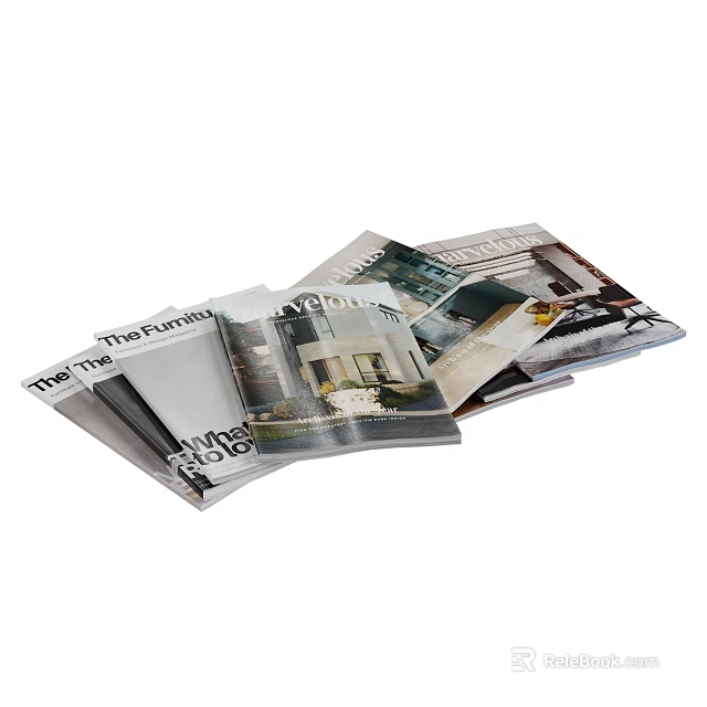 Stacked Interior Design Magazines With Architecture Covers And 3d model 