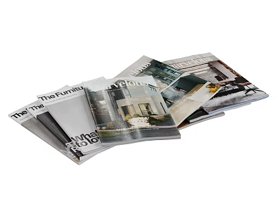 Stacked Interior Design Magazines With Architecture Covers And 3d model