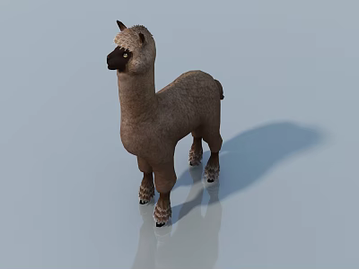 Brown Reptile 3D Model Standing On Reflective Surface With Light Blue Background 3d model