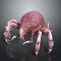 Pink Mite With White Spots And Multiple Legs 3D Rendered On Dark Background 3d model