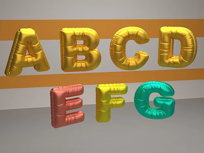 Colorful Inflatable Letters Gold Red Yellow Green Vibrant Design for Party Decoration 3d model