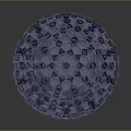 Metallic Sphere With Hexagonal Blue Silver Pattern And Reflective Surface
