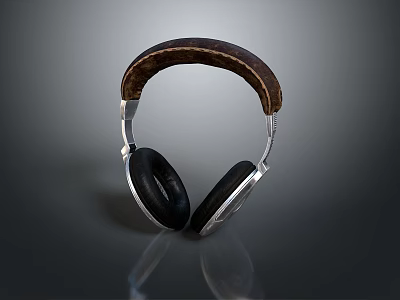 Modern Over Ear Computer Headphones with Wireless Noise Cancelling and Leather Headband Design 3d model