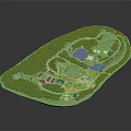 Rural Self Built House Design Layout Featuring Green Lawn Water Pond And Pathway