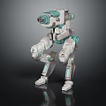 Robotic Character Figure With White And Teal Mechanical Limbs And Armored Body