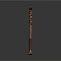 Handcrafted Axe With Polished Metal Head And Intricate Carved Wooden Handle