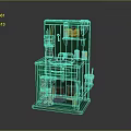 Miniature Green Kitchen Model With Sink Condiment Bottles And Cooking Tools