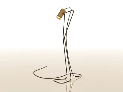 Modern Minimalist Floor Standing Downlight Spotlight With Slim Stand And Curved Cord Design 3d model