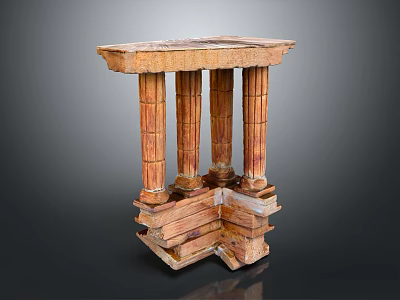 Classical Decorative Columns Supporting Stone Top Structure With Intricate Carved Details 3d model