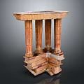 Classical Decorative Columns Supporting Stone Top Structure With Intricate Carved Details 3d model