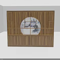 Traditional Chinese Wooden Display Shelf Design Featuring Circular Panel And Layered Compartments