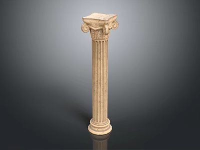 Ornate Classical Marble Roman Column With Carved Capital Fluted Shaft And Base 3d model