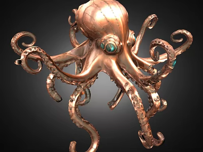 Octopus with Skeleton Cuttlefish Animal Cute Doll Realistic Octopus Squid Whisk Flower Branch Tentacles Monster Magic Creatures Beautiful Chen Ornaments 3d model