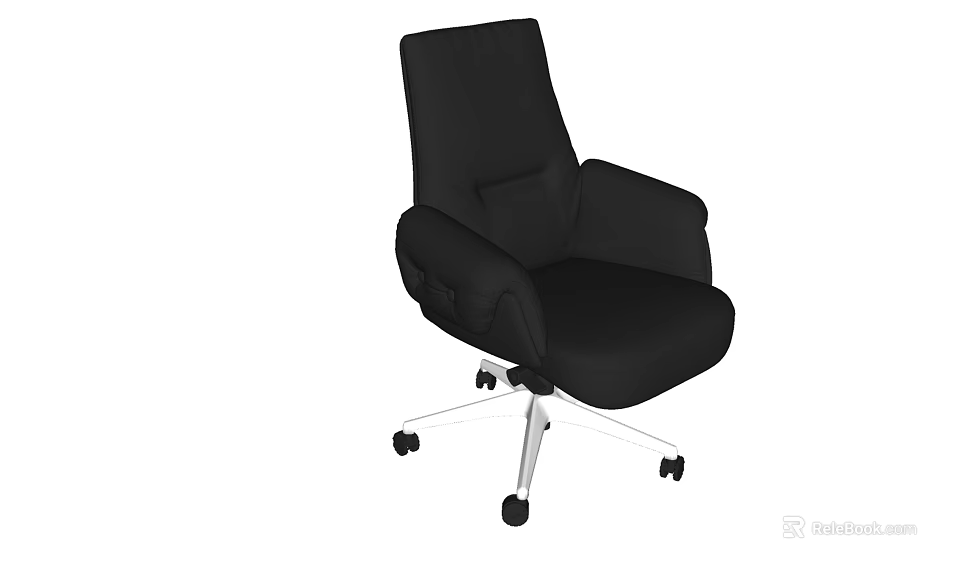 Black Office Chair With Ergonomic Armrests And Swivel Casters Modern Design 3d model 