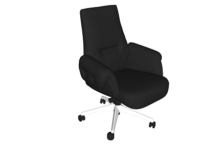 Black Office Chair With Ergonomic Armrests And Swivel Casters Modern Design 3d model
