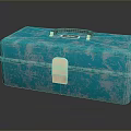 Vintage Style Blue Metal Toolbox for Household Storage with Black Handle