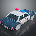 Block Style Police Car Model With Red Blue Sirens Badge And White Blue Body