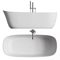 Modern Free Standing White Bathtub With Sleek Design And Chrome Faucet