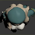 Game Character Design With Blonde Hair Green Beret And Green White Slim Fit Outfit