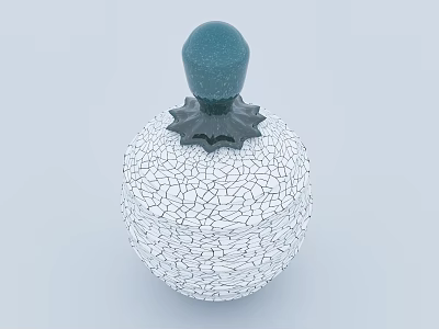 Stylish Coffee Table with White Cracked Texture Container Green Dome Lid and Black Star Decor 3d model