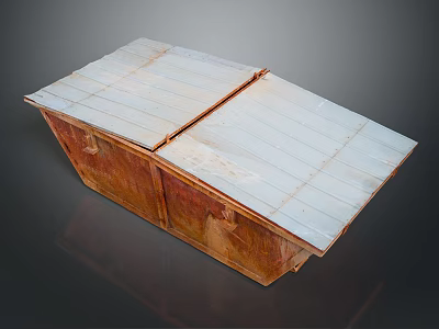 Vintage Brown And White Storage Chest With Wooden Panels And Lidded Design 3d model