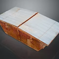 Vintage Brown And White Storage Chest With Wooden Panels And Lidded Design