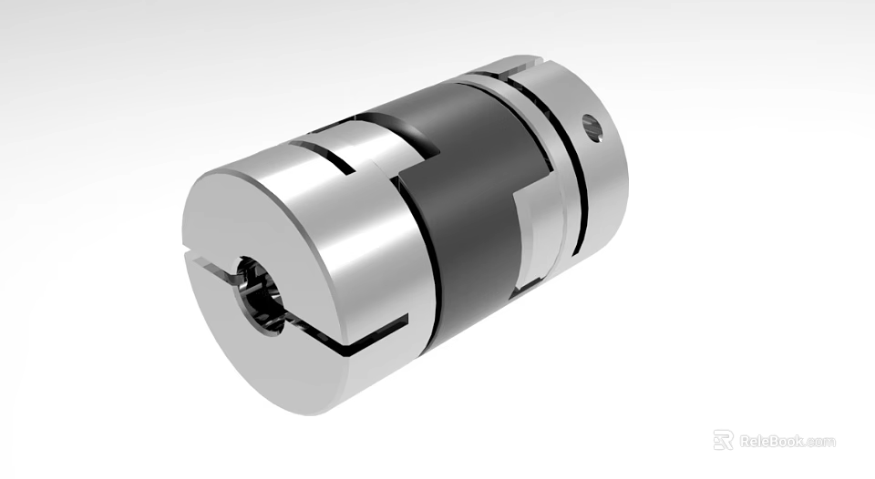 Industrial Metal Shaft Coupling With Flexible Black Center And Precision Engineered Ends 3d model 