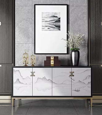 New Chinese-style Entrance Cabinet 3d model