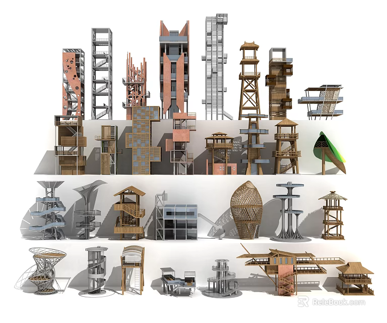 Diverse Modern Tower Architectural Designs With Various Structural Styles And Shapes 3d model