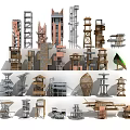 Diverse Modern Tower Architectural Designs With Various Structural Styles And Shapes 3d model