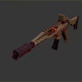 Lego Rifle Made Of Brown Blocks With Green Scope Red Details Barrel And Grip