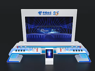 China Telecom 5G Exhibition Island with Large Screen Display Control Panel and Digital Interface 3d model
