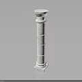 White Marble Decorative Column with Pedestal Base and Classic Architectural Details