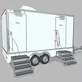 White Mobile Service Trailer with Service Menu Doors Two Side Stairs and Dual Wheels