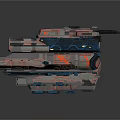 Futuristic Armored Watercraft With Modular Design Gray Orange Blue Color And Weapon System