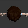 3D Game Movie Character With Brown Hair Blue Shirt Khaki Shorts And Blue Shoes