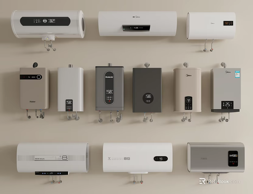 Wall Mounted Electric Water Heaters With Various Designs And Modern Styles 3d model 
