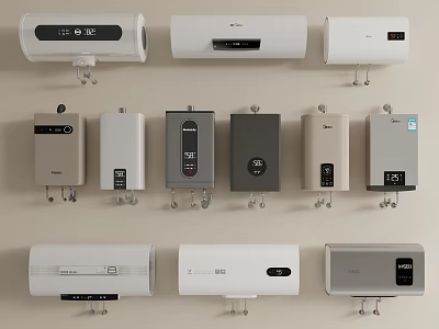 Wall Mounted Electric Water Heaters With Various Designs And Modern Styles 3d model