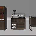 Modern Wooden Sideboard With Metal Frame Storage Shelves Drawers And Display Compartments