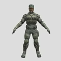 Game And Movie Character In Military Combat Armor With Green Cap And Tactical Gear