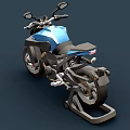 Modern Blue Motorcycle With Stylish Body Sleek Wheels And Black Seat