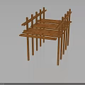 Wooden Building Frame Structure With Horizontal Beams And Vertical Support Columns