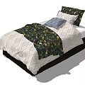 Double Bed With Geometric Pattern Bedspread And Colorful Pillows On White Diamond Sheet 3d model