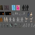 Various Public Facilities Signage Icons Including Restroom Accessible Maternity Dining Indicators 3d model