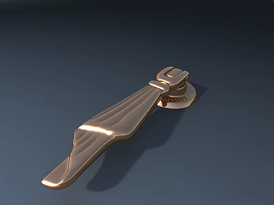 Modern Golden Cabinet Handle With Sleek Curved Design And Shiny Surface 3d model