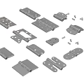 Assorted Metal Hardware Components Featuring Various Hinges Brackets And Fasteners 3d model