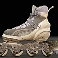 Gray and White Inline Skates with Lace Up Design Strap and Durable Wheels for Sports