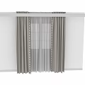 Light Gray Double Layer Curtains With White Sheer And Decorative Trim For Modern Window Interior