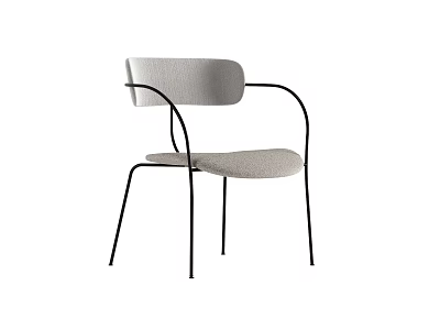 Light Gray Upholstered Accent Chair With Modern Black Metal Frame And Curved Arms 3d model